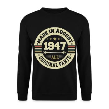 Août 1947 Cadeau d’anniversaire Août 1947 Août - Sweat-shirt Unisexe - noir - Devant - Alina (178cm) & Michal (187cm)