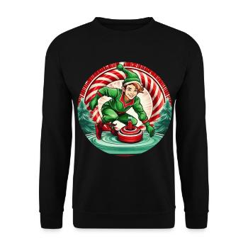 Weihnachtself Curling - Unisex Pullover - Schwarz - Vorne - Alina (178cm) & Michal (187cm)