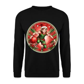 Basket-ball elfe de Noël - Sweat-shirt Unisexe - noir - Devant - Alina (178cm) & Michal (187cm)