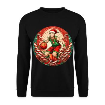 Basket-ball elfe de Noël - Sweat-shirt Unisexe - noir - Devant - Alina (178cm) & Michal (187cm)