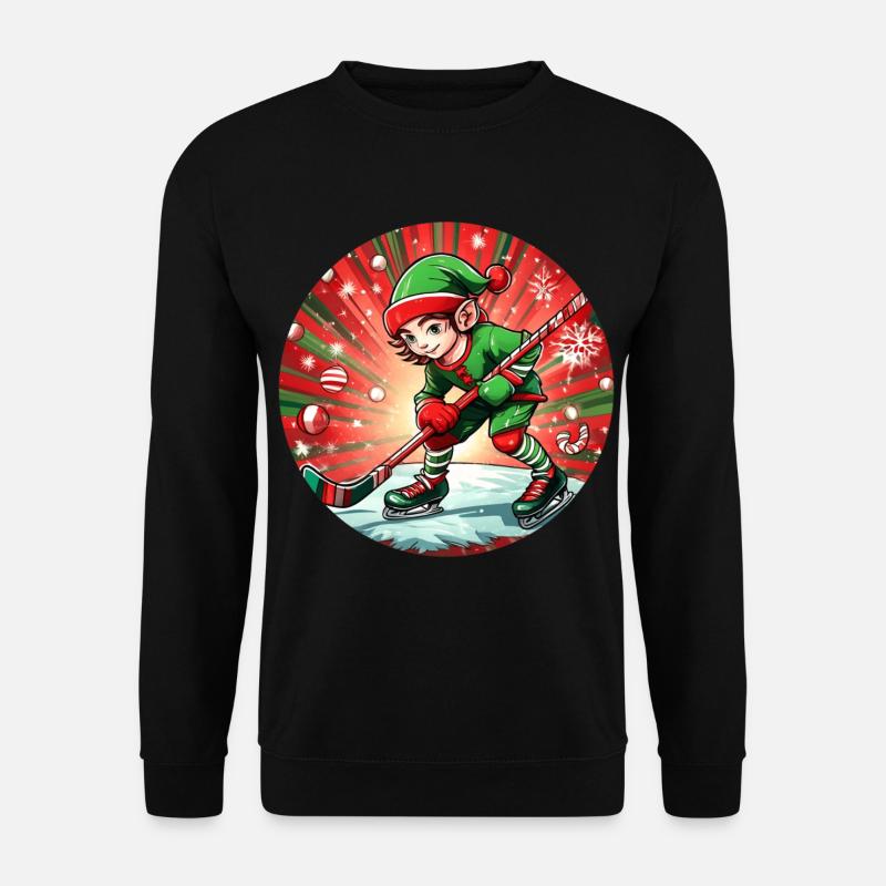 Christmas Elf Ice Hockey - Unisex Sweatshirt - black
