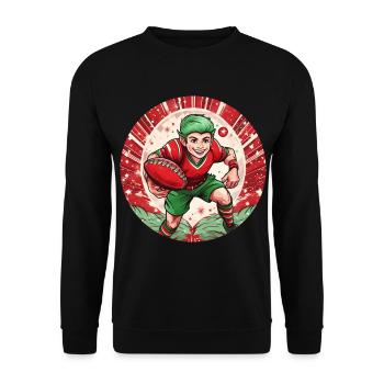 Christmas Elf Rugby - Unisex Pullover - Schwarz - Vorne - Alina (178cm) & Michal (187cm)