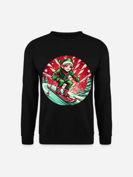 Christmas Elf Skiing - Unisex Sweatshirt - black