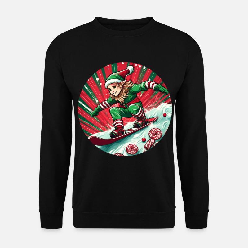 Weihnachtself Snowboarden - Unisex Pullover - Schwarz