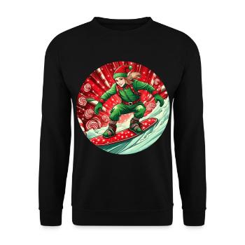 Christmas Elf Snowboarding - Unisex Sweatshirt - black - Front - Alina (178cm) & Michal (187cm)