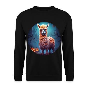 Gruseliges Halloween-partykostüm Zombie-lama - Unisex Sweatshirt - black - Front - Alina (178cm) & Michal (187cm)