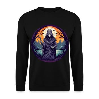Gruseliges Halloween-partykostüm Sensenmann - Unisex Sweatshirt - black - Front - Alina (178cm) & Michal (187cm)