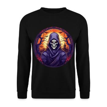 Gruseliges Halloween-partykostüm Sensenmann - Sweat-shirt Unisexe - noir - Devant - Alina (178cm) & Michal (187cm)