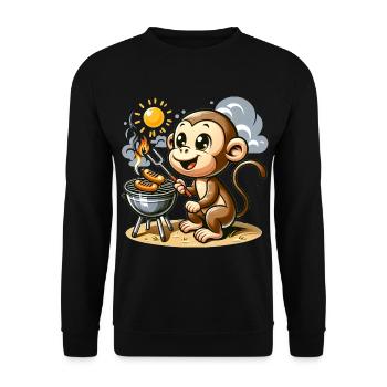 Cute BBQ Monkey - Unisex Pullover - Schwarz - Vorne - Alina (178cm) & Michal (187cm)