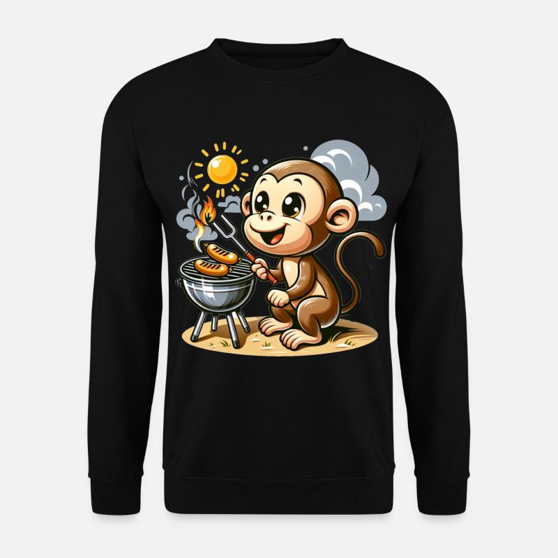 Cute BBQ Monkey - Unisex Sweatshirt - black