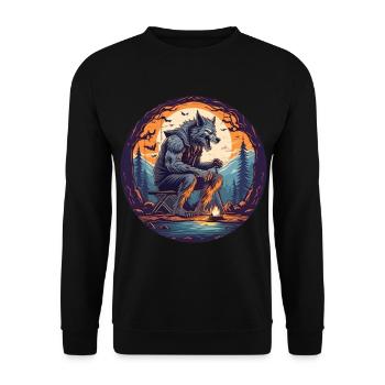 Gruselig Halloween Party Kostüm Werwolf Camping - Unisex Sweatshirt - black - Front - Alina (178cm) & Michal (187cm)