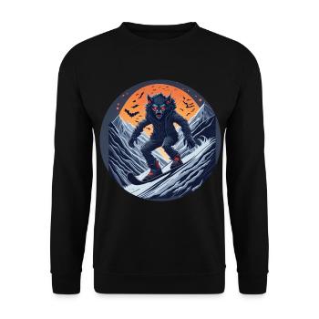 Gruseliges Halloween-partykostüm Werwolf-snowboard - Unisex Pullover - Schwarz - Vorne - Alina (178cm) & Michal (187cm)