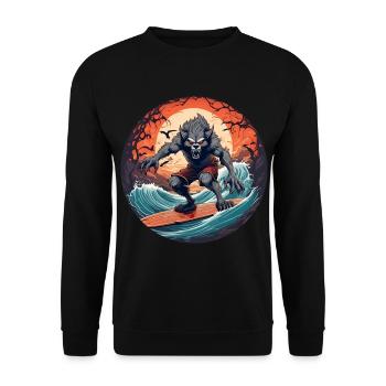 Gruselig Halloween Party Kostüm Werwolf Surfen - Unisex Pullover - Schwarz - Vorne - Alina (178cm) & Michal (187cm)