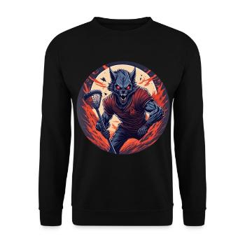 Spooky Halloween Party Costume Werewolf Lacrosse - Unisex Sweatshirt - black - Front - Alina (178cm) & Michal (187cm)