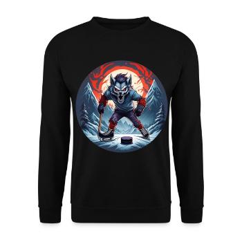 Spooky Halloween party costume werewolf ice hockey - Unisex Sweatshirt - black - Front - Alina (178cm) & Michal (187cm)