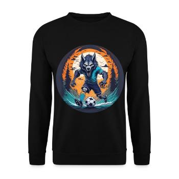 Gruseliges Halloween-partykostüm Werwolf-fußball - Unisex Pullover - Schwarz - Vorne - Alina (178cm) & Michal (187cm)