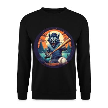 Spooky Halloween Party Costume Werewolf Baseball - Unisex Sweatshirt - black - Front - Alina (178cm) & Michal (187cm)