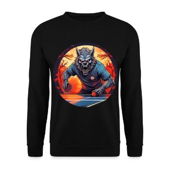 Gruseliges Halloween-partykostüm Werwolf Ping Pong - Unisex Pullover - Schwarz - Vorne - Alina (178cm) & Michal (187cm)