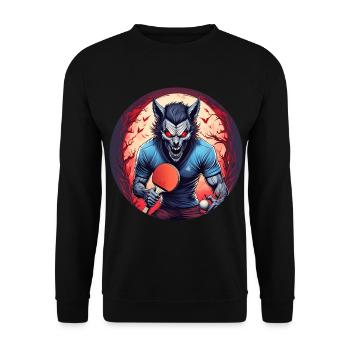Spooky Halloween Party Costume Werewolf Ping Pong - Unisex Sweatshirt - black - Front - Alina (178cm) & Michal (187cm)