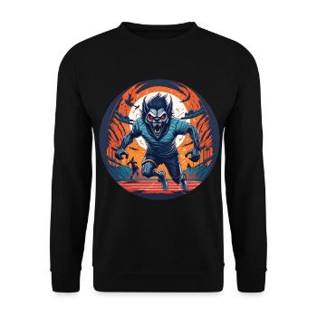 Creepy Halloween party costume werewolf running - Unisex Sweatshirt - black - Front - Alina (178cm) & Michal (187cm)