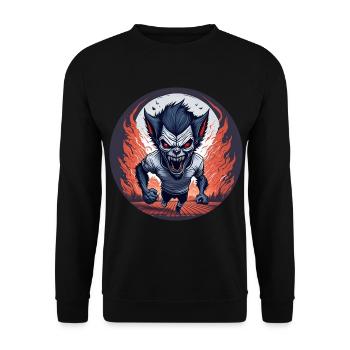 Gruseliges Halloween-partykostüm Werwolf Läuft - Unisex Pullover - Schwarz - Vorne - Alina (178cm) & Michal (187cm)