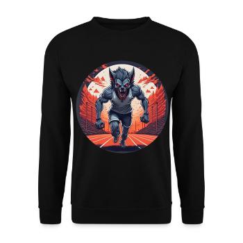 Effrayant costume de fête d’Halloween loup-garou en train de courir - Sweat-shirt Unisexe - noir - Devant - Alina (178cm) & Michal (187cm)