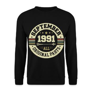 33e anniversaire 1991 Légendaire depuis septembre 1991 - Sweat-shirt Unisexe - noir - Devant - Alina (178cm) & Michal (187cm)