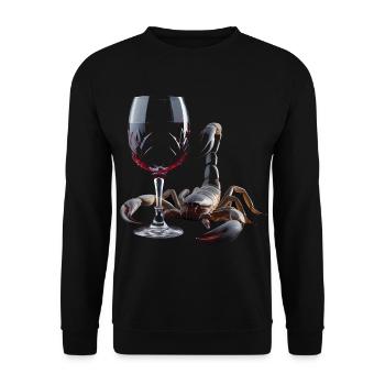 Skorpion Wein - Unisex Pullover - Schwarz - Vorne - Alina (178cm) & Michal (187cm)