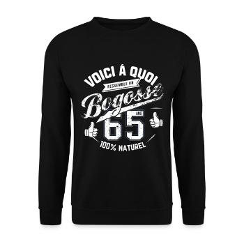 65 Jahre alte Bogosse - Unisex Pullover - Schwarz - Vorne - Alina (178cm) & Michal (187cm)