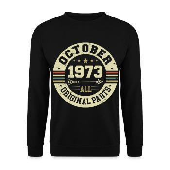 Legendary since October 1973 Birthday October 1973 - Unisex Sweatshirt - black - Front - Alina (178cm) & Michal (187cm)