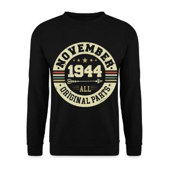 Millésime Novembre 1944 - Anniversaire Novembre 1944 - Sweat-shirt Unisexe - noir - Devant - Alina (178cm) & Michal (187cm)