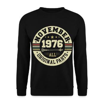 Millésime Novembre 1976 - Anniversaire Novembre 1976 - Sweat-shirt Unisexe - noir - Devant - Alina (178cm) & Michal (187cm)