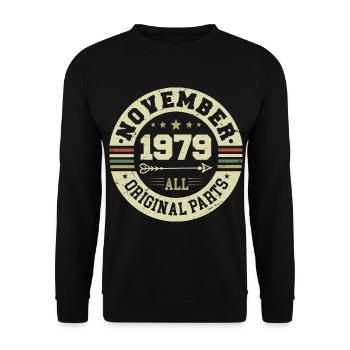 Millésime Novembre 1979 - Anniversaire Novembre 1979 - Sweat-shirt Unisexe - noir - Devant - Alina (178cm) & Michal (187cm)