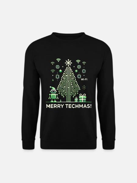 Fröhliche Techmas - Roboter und Schaltkreis-Weihna - Unisex Pullover - Schwarz
