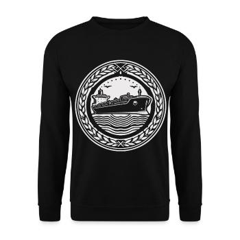 Öltanker - mächtige Schiffe auf hoher See - Unisex Pullover - Schwarz - Vorne - Alina (178cm) & Michal (187cm)