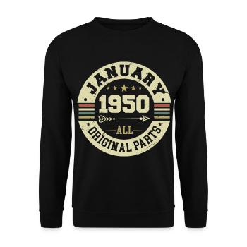 Janvier 1950 - Anniversaire en janvier 1950 - Sweat-shirt Unisexe - noir - Devant - Alina (178cm) & Michal (187cm)