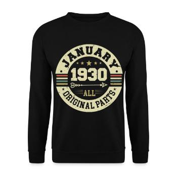 Janvier 1930 - Anniversaire en janvier 1930 - Sweat-shirt Unisexe - noir - Devant - Alina (178cm) & Michal (187cm)