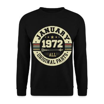January 1972 - Geburtstag im Januar 1972 - Unisex Pullover - Schwarz - Vorne - Alina (178cm) & Michal (187cm)