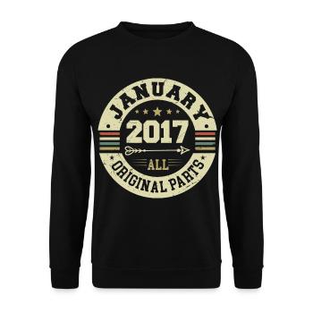 January 2017 - Geburtstag im Januar 2017 - Unisex Pullover - Schwarz - Vorne - Alina (178cm) & Michal (187cm)