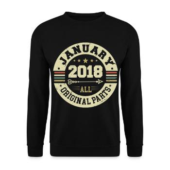 January 2018 - Geburtstag im Januar 2018 - Unisex Pullover - Schwarz - Vorne - Alina (178cm) & Michal (187cm)