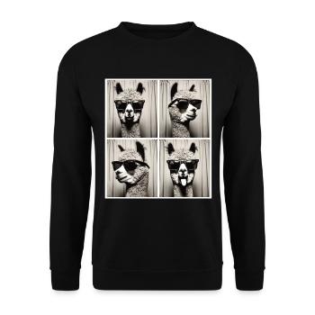 Photobox Alpaga avec lunettes de soleil - Sweat-shirt Unisexe - noir - Devant - Alina (178cm) & Michal (187cm)