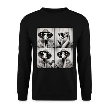 Photo Booth Flamingo – Vintage Fun en quatre poses - Sweat-shirt Unisexe - noir - Devant - Alina (178cm) & Michal (187cm)