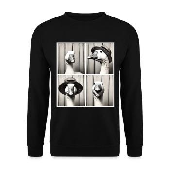 Boîte photo drôle d’oies - Conception d’oie noire et blanche - Sweat-shirt Unisexe - noir - Devant - Alina (178cm) & Michal (187cm)