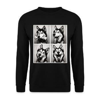 Funny Husky Photo Box - Chemise de chien vintage - Sweat-shirt Unisexe - noir - Devant - Alina (178cm) & Michal (187cm)