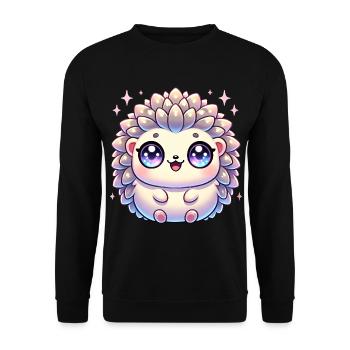 Super Cute Kawaii Baby Hedgehog - Unisex Pullover - Schwarz - Vorne - Alina (178cm) & Michal (187cm)