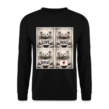 Teddy Bear – Love Hugs Repeat - Sweat-shirt Unisexe - noir - Devant - Alina (178cm) & Michal (187cm)