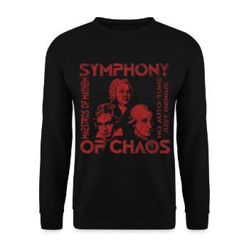 Symphonie des Chaos - Klassische Musik Rebellen T-Shirt - Unisex Pullover - Schwarz - Vorne - Alina (178cm) & Michal (187cm)