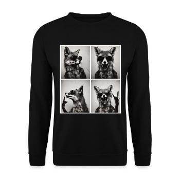 Renard à bascule avec lunettes de soleil – Cool & Wild - Sweat-shirt Unisexe - noir - Devant - Alina (178cm) & Michal (187cm)