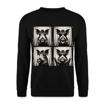 Sanglier avec lunettes de soleil – style rocker - Sweat-shirt Unisexe - noir - Devant - Alina (178cm) & Michal (187cm)