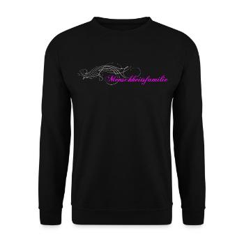 Menschheitsfamilie Logo verziert - Unisex Pullover - Schwarz - Vorne - Alina (178cm) & Michal (187cm)